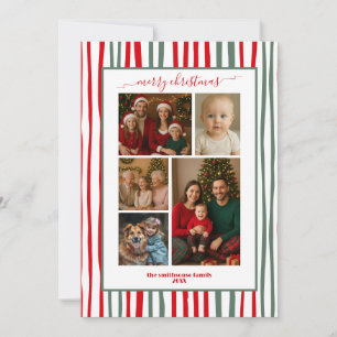 Stripes family Photo merry Christmas Holiday Card