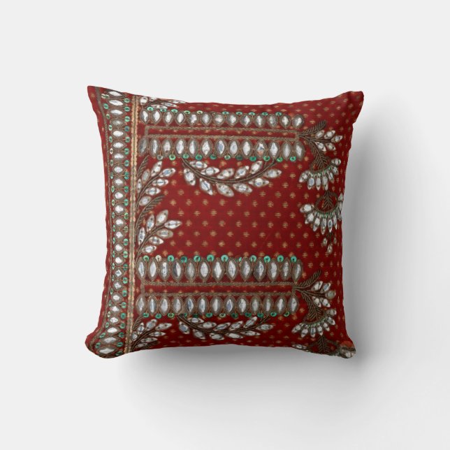 Stripes Floral Vintage Elegant Brocade Indian  Cushion (Front)