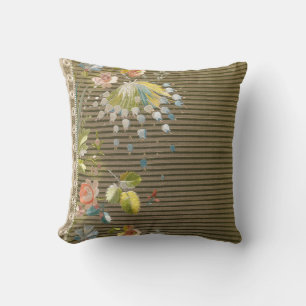Stripes Floral Vintage Elegant Brocade Lace Cushion