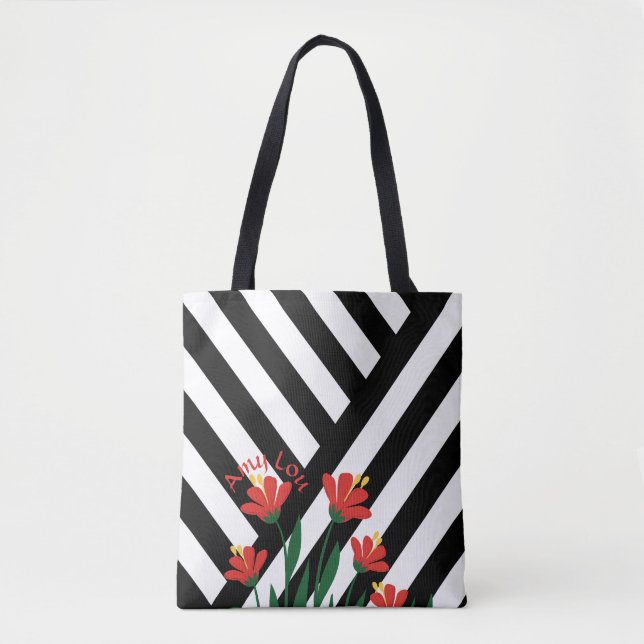 Stripes & Flowers Tote Bag (Front)