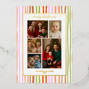 Stripes foil family Photo Christmas real