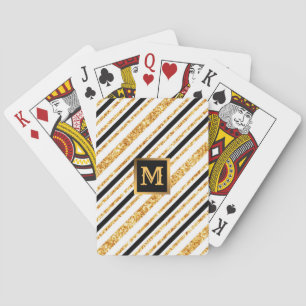 Stripes Gold Glitter Black Boho Popular Collection Playing Cards