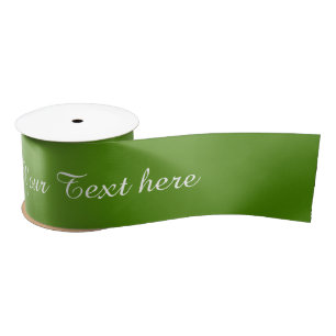 STRIPES gradients - olive green + your text Satin Ribbon