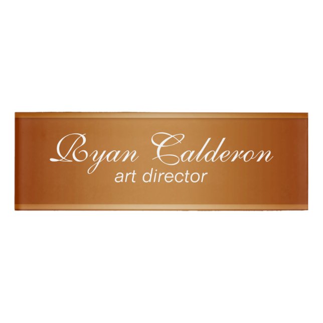 STRIPES gradients - red brown + your ideas Name Tag (Front)