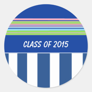 Stripes Graduation Year Classic Round Sticker