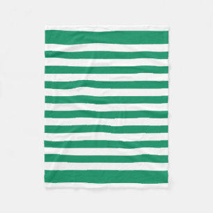 Stripes   Green & White   Customisable   Fleece Blanket