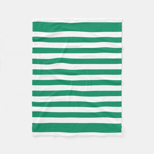 Stripes | Green & White | Customisable | Fleece Blanket (Front)