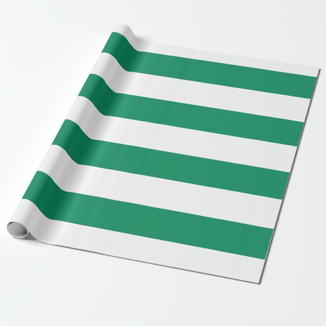 Stripes | Green & White | Customisable | Wrapping Paper (Unrolled)