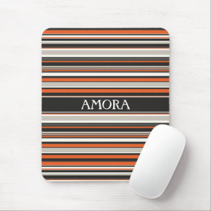 Stripes Grey Orange Minimal Pattern Mouse Pad