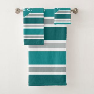 Stripes & Heart custom monogram towel set