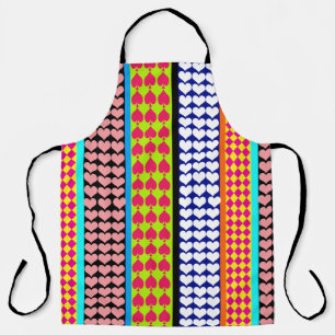 Stripes Hearts Diamonds Boho Mixed Design  Apron