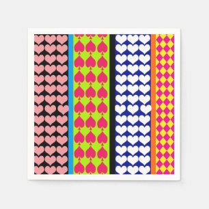 Stripes Hearts Diamonds Boho Mixed Design  Napkin