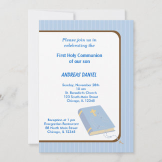 Stripes Holy Communion Invitation