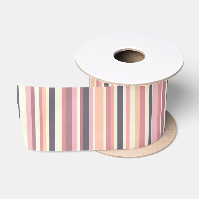 Stripes in muted tones satin ribbon (Spool)