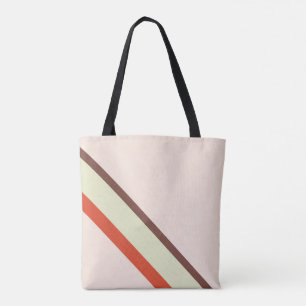 Stripes in natural colours on pale pastel pink tote bag