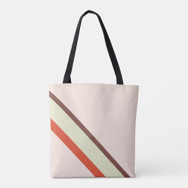 Stripes in natural colours on pale pastel pink tote bag (Back)