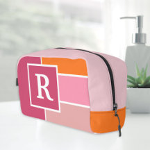 Stripes in pink, white and orange with Monogram