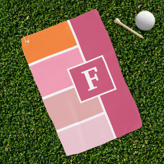 Stripes in pink, white and orange with Monogram Golf Towel