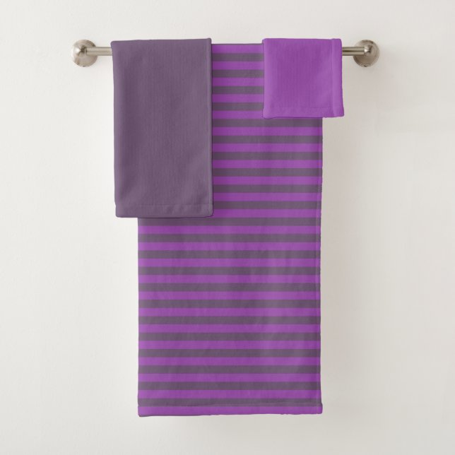 Stripes in Plum and Pink- Towel Set (Insitu)