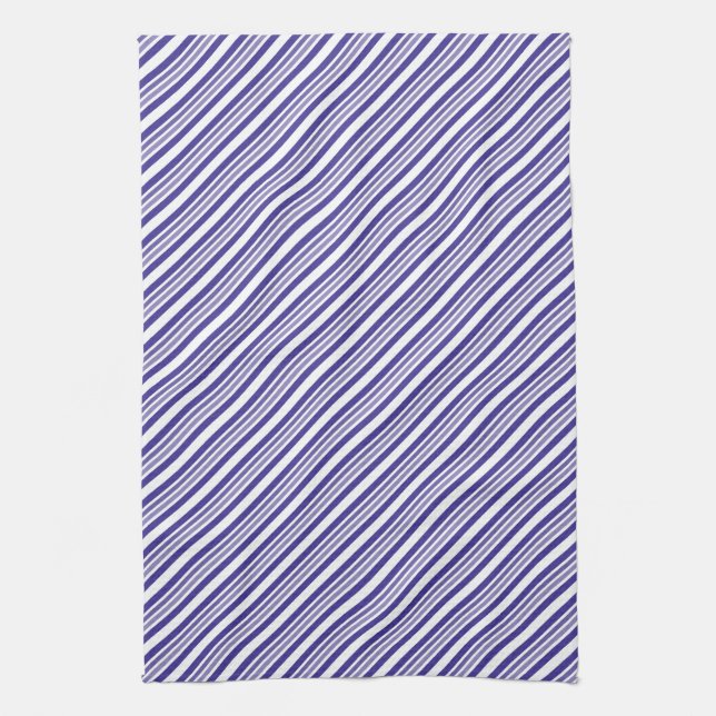Stripes In Purples Tea Towel (Vertical)