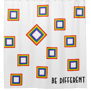 Stripes in Square Frame - rainbow flag colours Shower Curtain