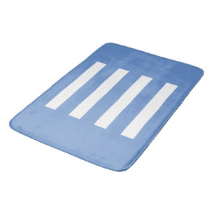 Stripes in the middle. Cornflower Blue and white. Bath Mat