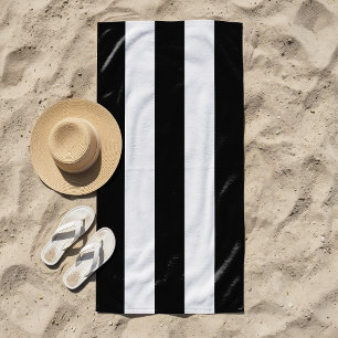 Stripes In The Sun Black & White Beach Towel