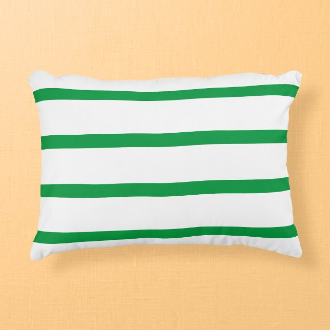 Stripes Kelly Green and White Minimal Wide  Decorative Cushion (Creator Uploaded)