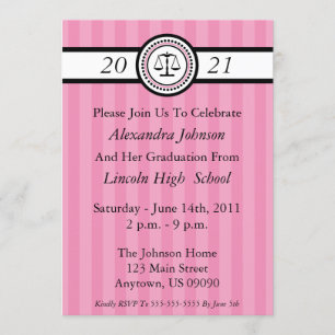 Stripes Law School Graduation Invitations (Pink)