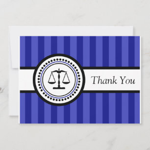 Stripes Legal Scales Thank You Card (Navy Blue)