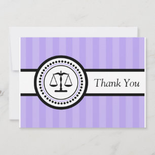 Stripes Legal Scales Thank You Card (Violet)