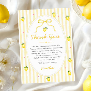 Stripes Lemon Baby Shower Thank You Card