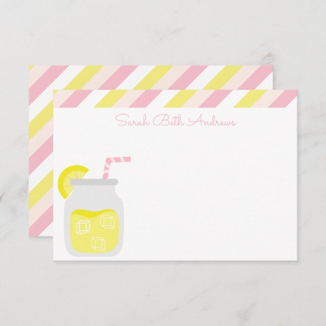 Stripes & Lemonade Personalised Note Cards (Front/Back)