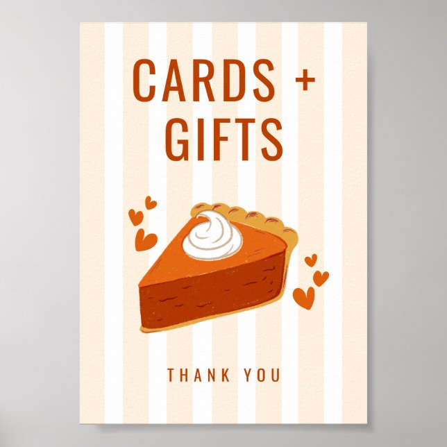 Stripes Little Cutie Pie Cards & Gifts Table Sign  (Front)