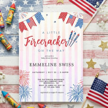 Stripes Little Firecracker 4th July Baby Shower