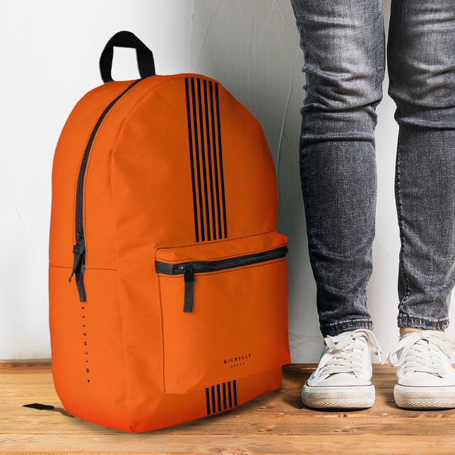 Stripes Minimal Sporty Stylish Orange  Printed Backpack (Stripes Minimal Sporty Stylish Orange Printed Backpack
)