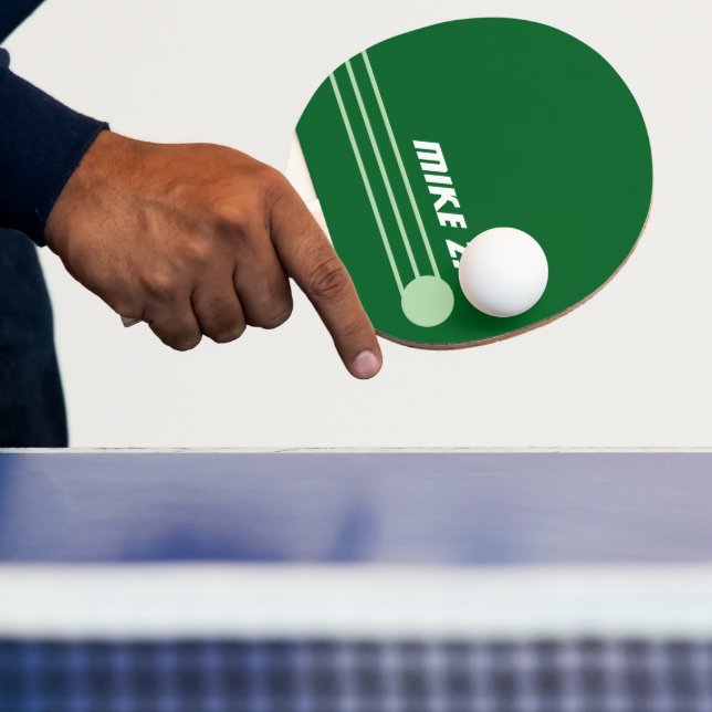 Stripes Minimalist Modern Name Green Ping Pong Paddle (Insitu)