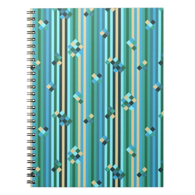 Stripes mix - green and blue notebook (Front)