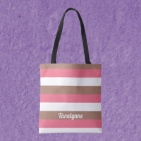 Stripes Mocha Brown Pink White Personalise