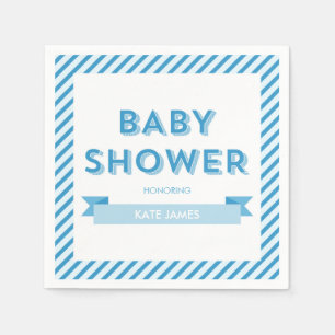 Stripes Modern Blue Baby Shower Napkin