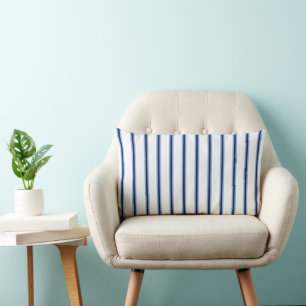 Stripes Modern Indigo Minimalist Elegance Lumbar Cushion