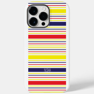 Stripes Modern Trendy Colourful Personalised iPhone 14 Pro Max Case