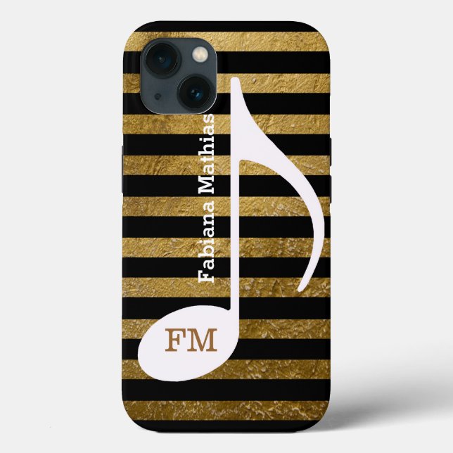 Stripes Music Note Personalised Case-Mate iPhone Case (Back)