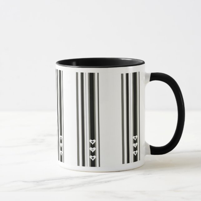 Stripes n Hearts Black Mug (Right)