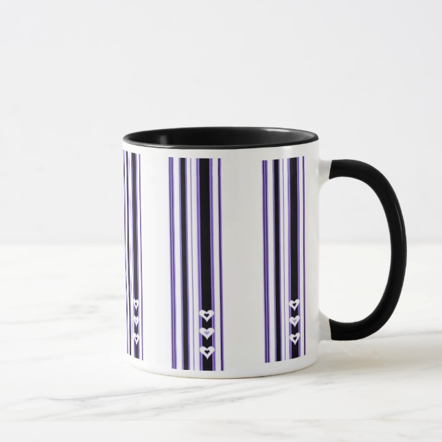 Stripes n Hearts Purple Mug (Right)