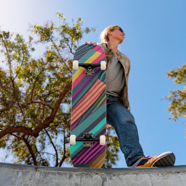 stripes neon pattern skateboard (Outdoor 1)