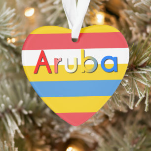 Stripes of Aruba Flag Colours Ornament