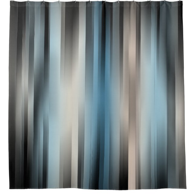 Stripes of Blue And Beige Shower Curtain (Front)