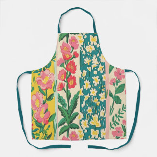 Stripes of floral patterns apron