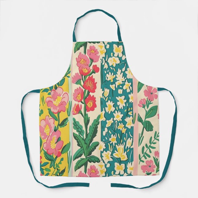 Stripes of floral patterns apron (Front)